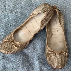 Jessica Simpson Gold Textured Flats with Bow
